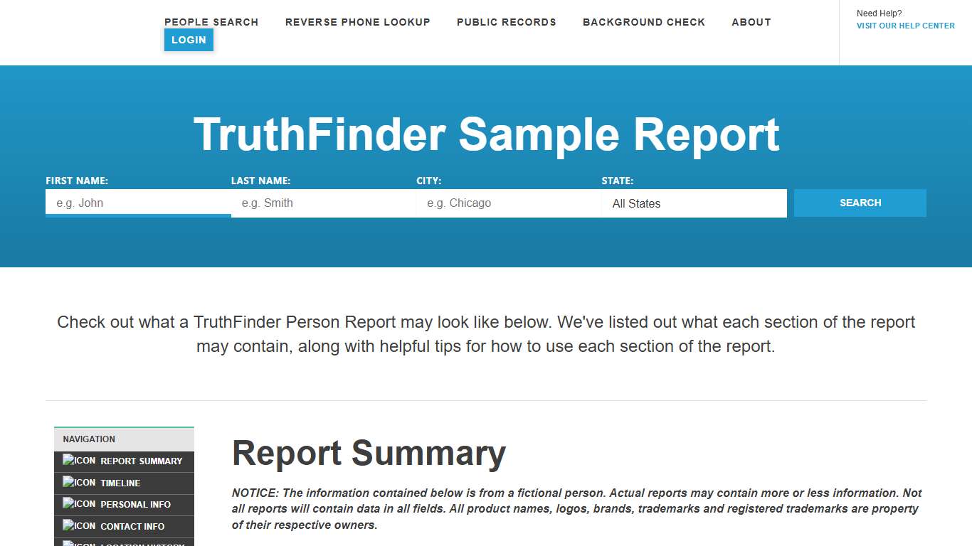 Sample TruthFinder Report (2025 Updated)